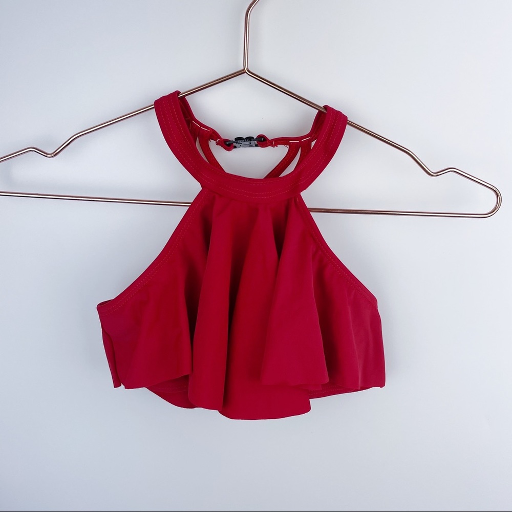 Halter Flounce‎ Bikini Top Red - Picture 4 of 7